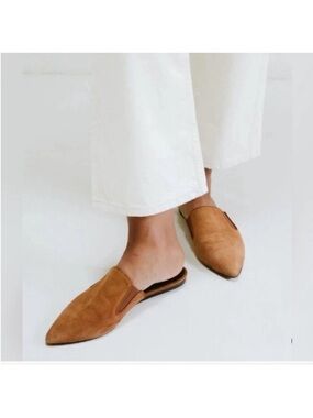 Jenni Kayne Size 35 / US 5 Suede Mules Flats Shoes Saddle Brown Italy